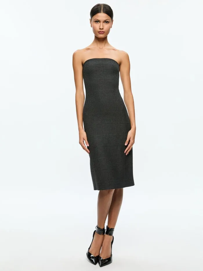 Alice Olivia DRESSES WOMEN KELLY MIDI DRESS Charcoal Grey Melange