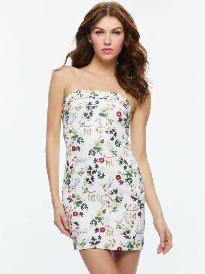 Alice Olivia DRESSES WOMEN KELLY SQUARE BUST MINI DRESS Blush Kiss Vanilla