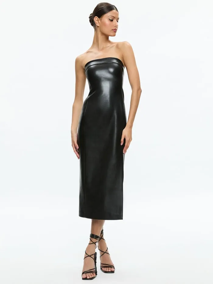Alice Olivia DRESSES WOMEN KELLY VEGAN MIDI DRESS Black