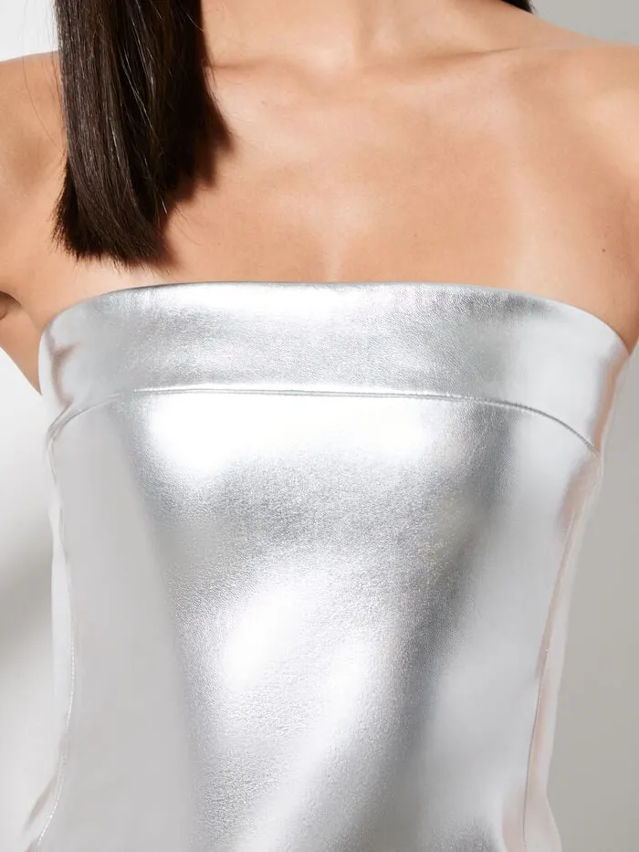 Alice Olivia DRESSES WOMEN KELLY VEGAN MIDI DRESS Silver