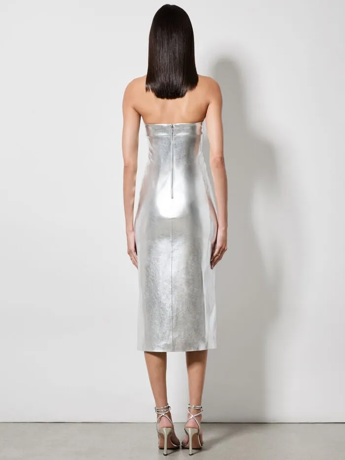 Alice Olivia DRESSES WOMEN KELLY VEGAN MIDI DRESS Silver