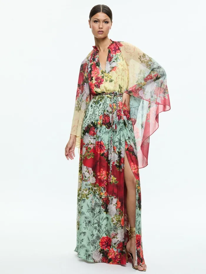 Alice Olivia DRESSES WOMEN MALINDA MAXI DRESS WITH SLIT Oakley
