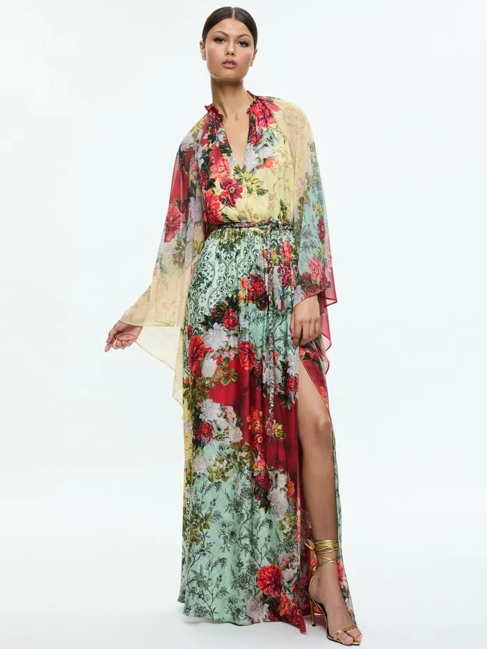 Alice Olivia DRESSES WOMEN MALINDA MAXI DRESS WITH SLIT Oakley