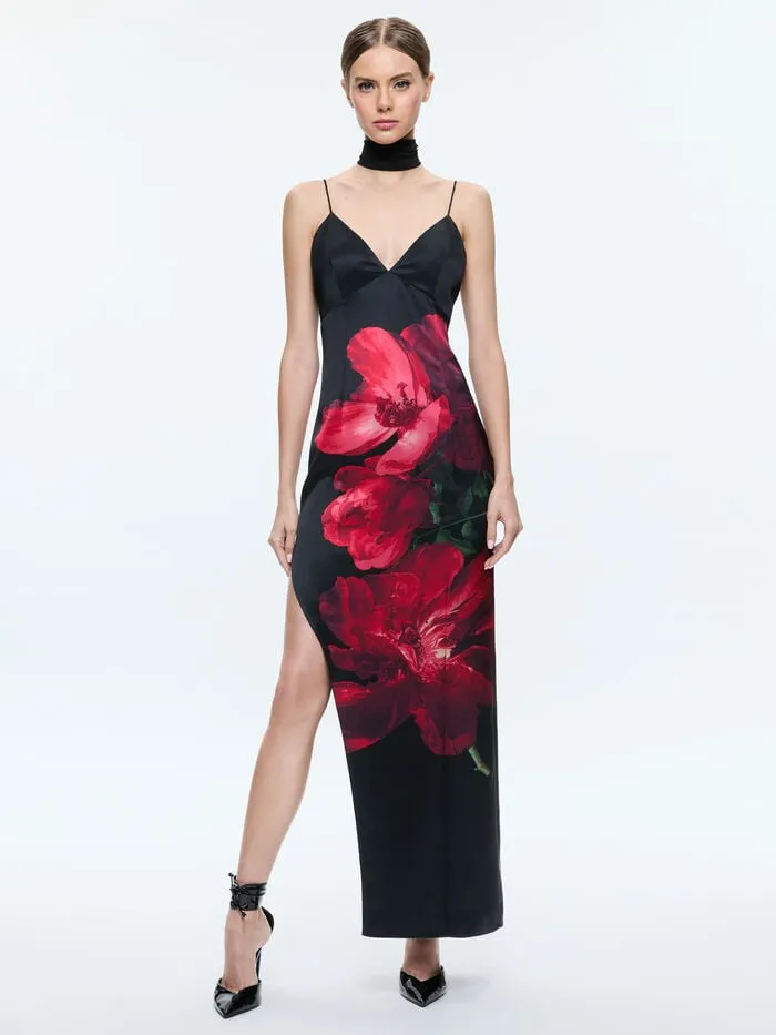 Alice Olivia DRESSES WOMEN MONIKA MAXI DRESS Peony Petals Bright Ruby