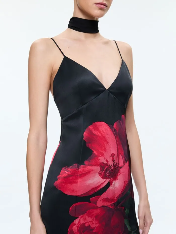 Alice Olivia DRESSES WOMEN MONIKA MAXI DRESS Peony Petals Bright Ruby