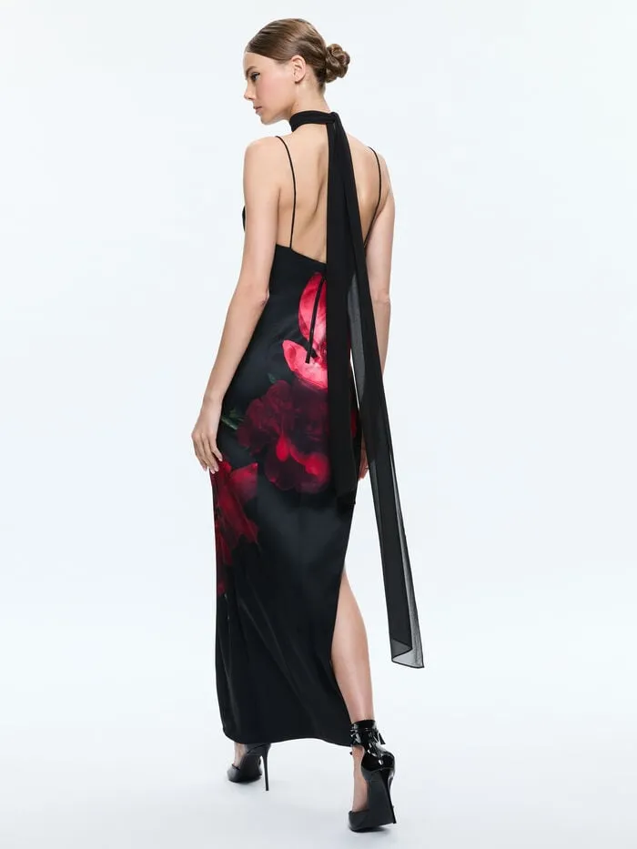 Alice Olivia DRESSES WOMEN MONIKA MAXI DRESS Peony Petals Bright Ruby