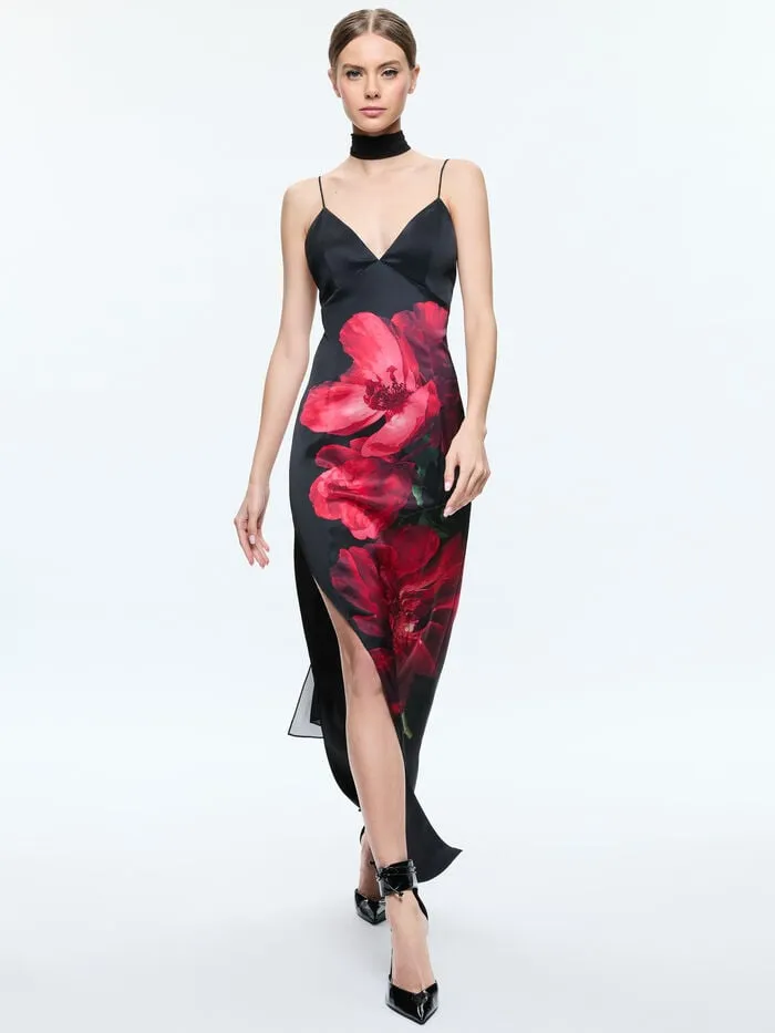 Alice Olivia DRESSES WOMEN MONIKA MAXI DRESS Peony Petals Bright Ruby