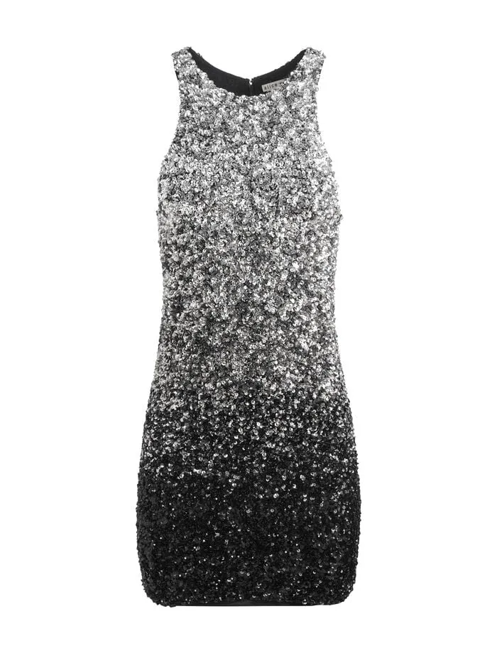 Alice Olivia DRESSES WOMEN PANIA SEQUIN MINI DRESS Blackandsilver