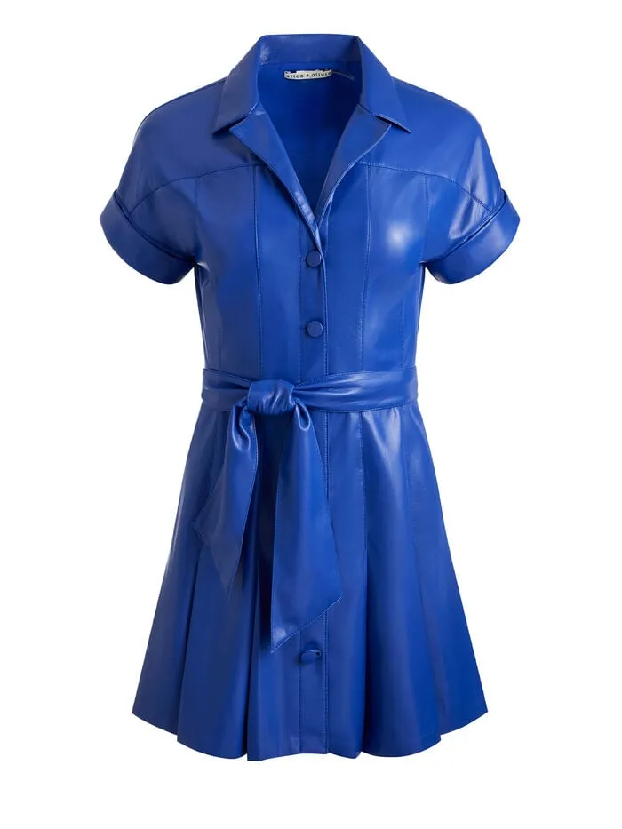 Alice Olivia DRESSES WOMEN SHIRLEY VEGAN MINI DRESSnbsp nbsp Royal