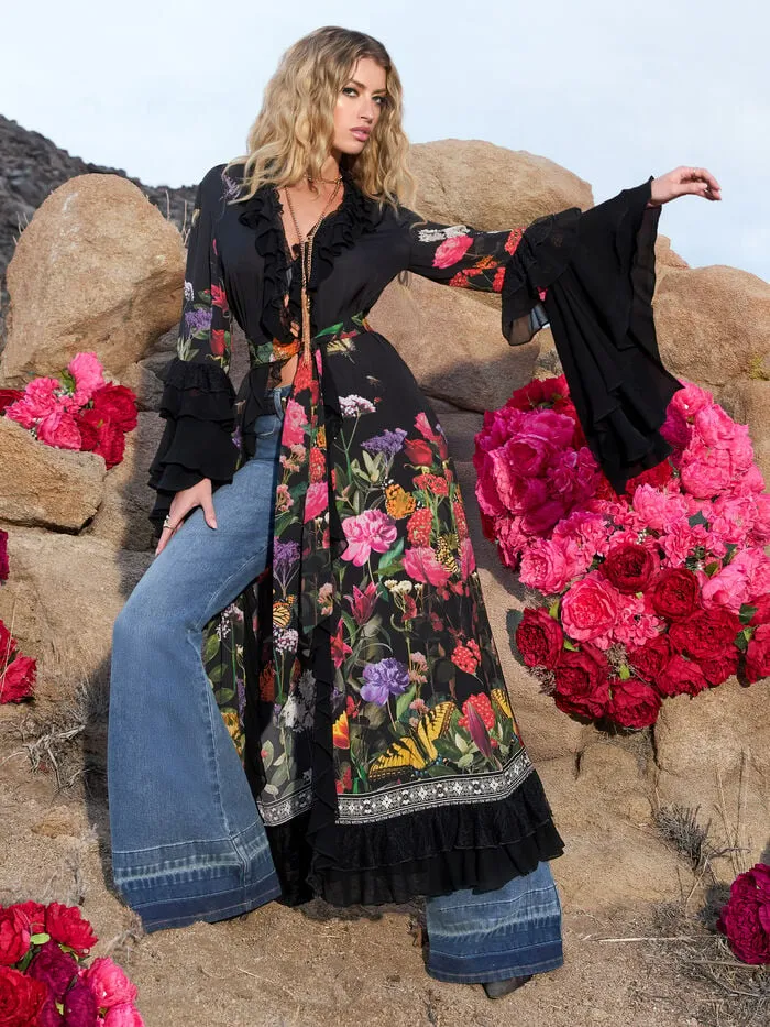 Alice Olivia JACKETS COATS WOMEN ADALIA RUFFLE MAXI ROBE Secret Garden