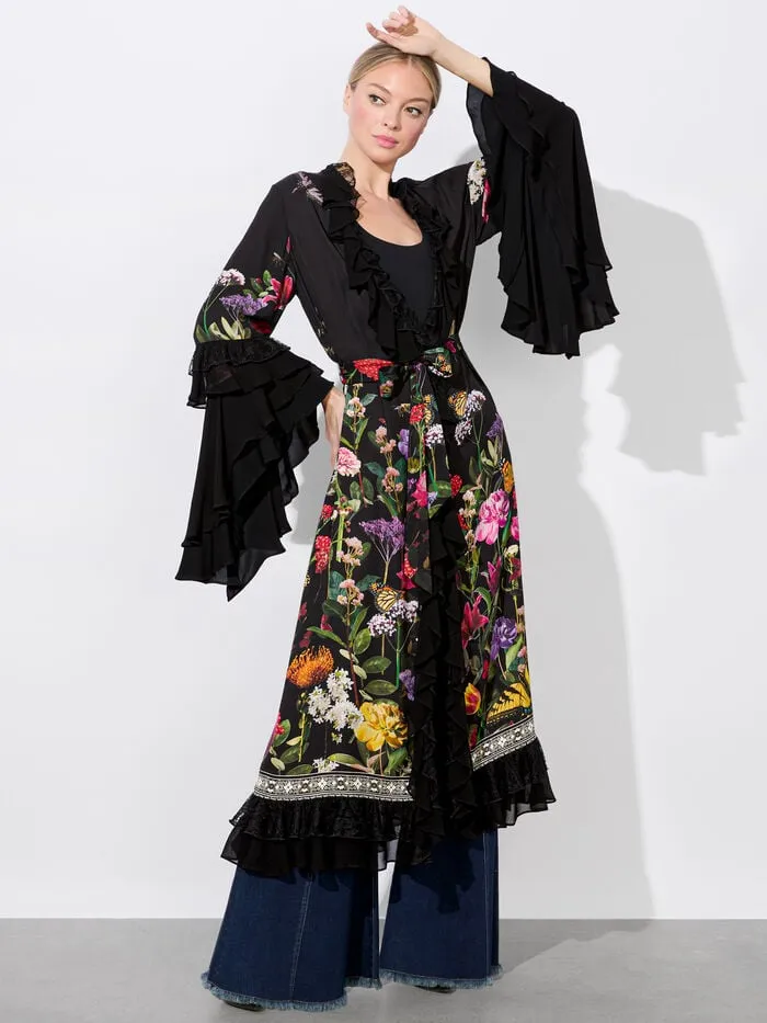 Alice Olivia JACKETS COATS WOMEN ADALIA RUFFLE MAXI ROBE Secret Garden