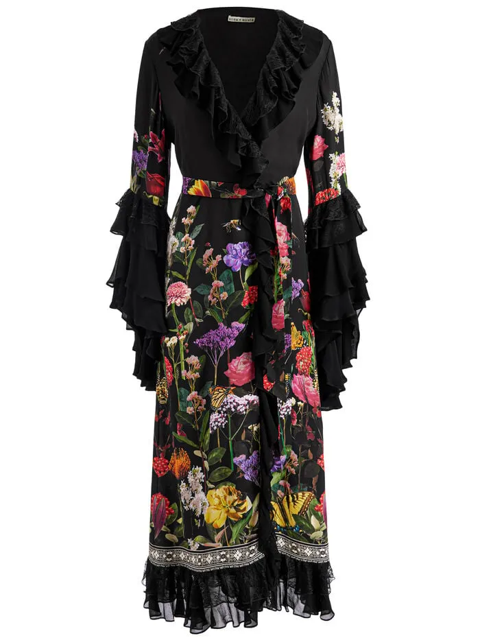 Alice Olivia JACKETS COATS WOMEN ADALIA RUFFLE MAXI ROBE Secret Garden