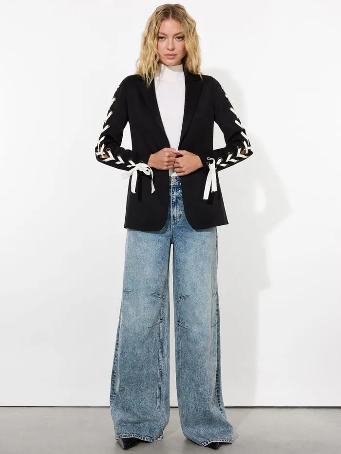 Alice Olivia JACKETS COATS WOMEN BREANN LACE UP BLAZER Black