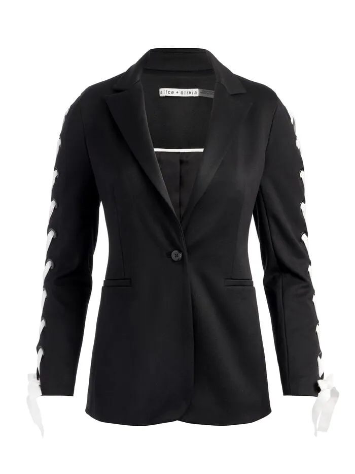 Alice Olivia JACKETS COATS WOMEN BREANN LACE UP BLAZER Black