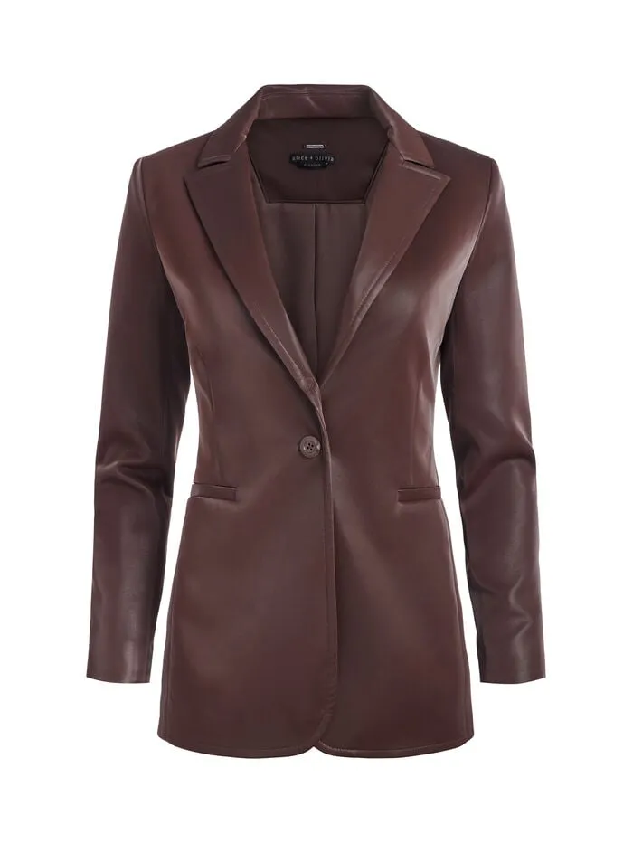 Alice Olivia JACKETS COATS WOMEN BREANN VEGAN BLAZER Espresso