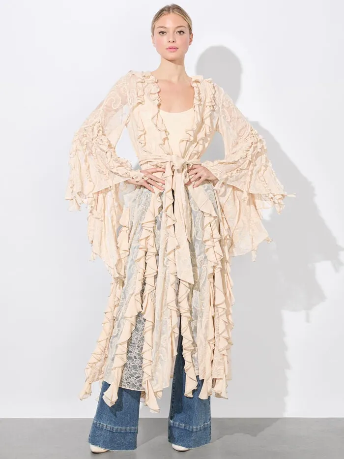 Alice Olivia JACKETS COATS WOMEN CHER RUFFLE MAXI ROBE Champagne