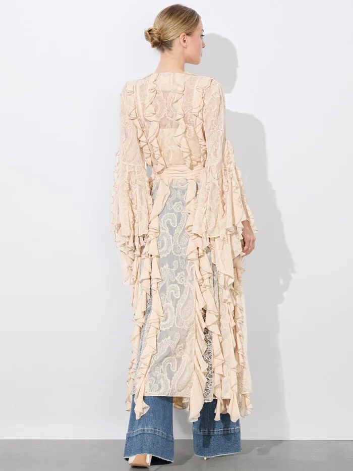 Alice Olivia JACKETS COATS WOMEN CHER RUFFLE MAXI ROBE Champagne
