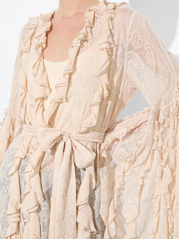 Alice Olivia JACKETS COATS WOMEN CHER RUFFLE MAXI ROBE Champagne