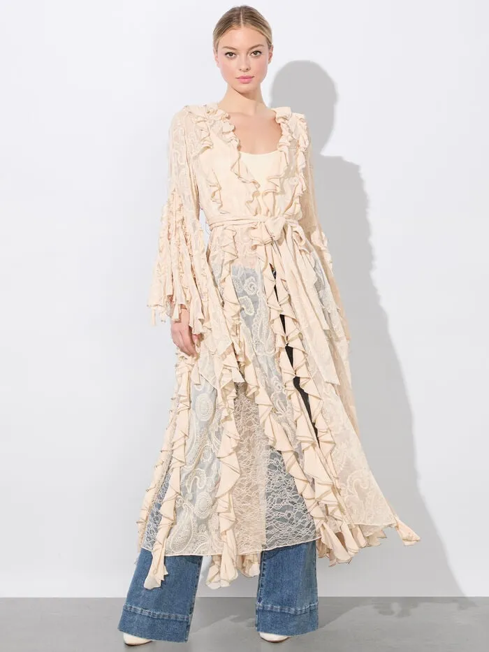 Alice Olivia JACKETS COATS WOMEN CHER RUFFLE MAXI ROBE Champagne