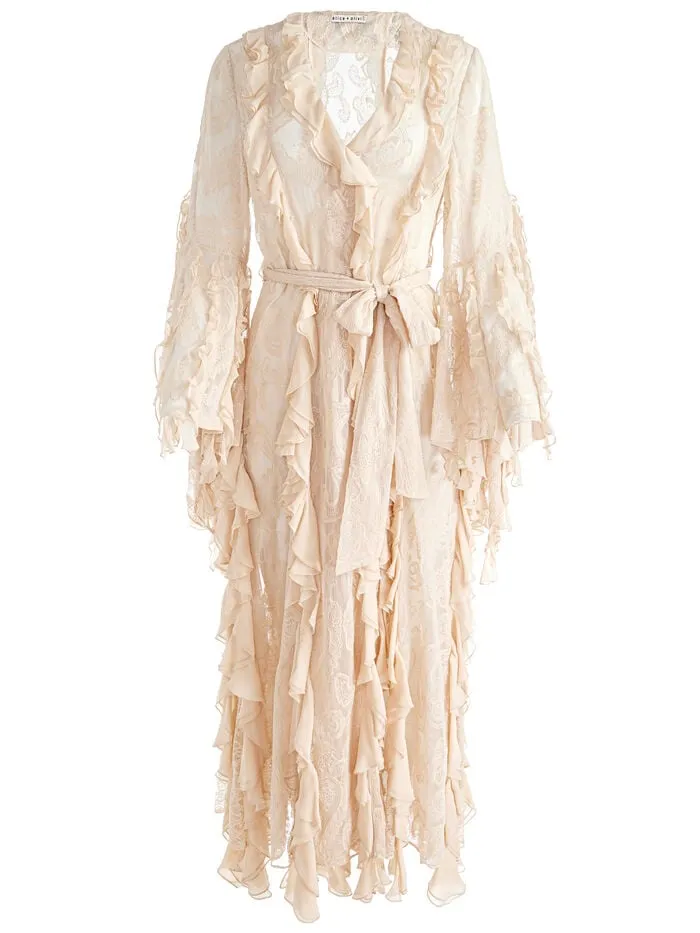 Alice Olivia JACKETS COATS WOMEN CHER RUFFLE MAXI ROBE Champagne