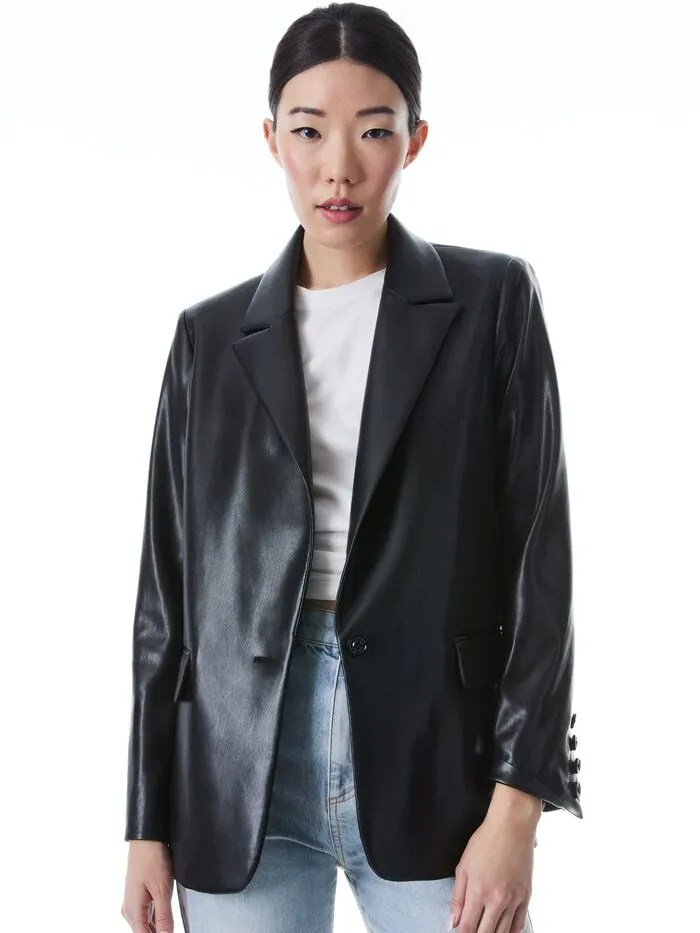Alice Olivia JACKETS COATS WOMEN DENNY VEGAN BLAZER Black