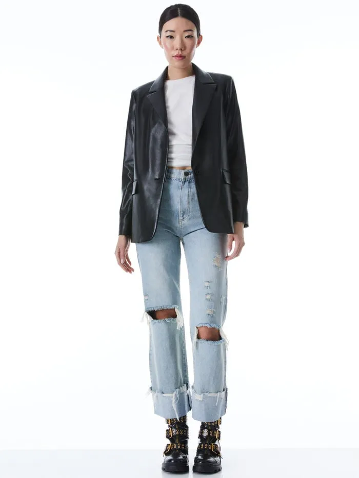 Alice Olivia JACKETS COATS WOMEN DENNY VEGAN BLAZER Black