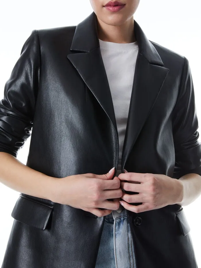 Alice Olivia JACKETS COATS WOMEN DENNY VEGAN BLAZER Black