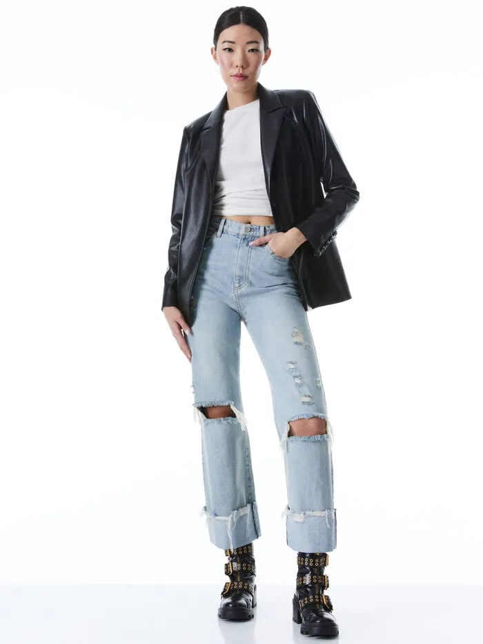 Alice Olivia JACKETS COATS WOMEN DENNY VEGAN BLAZER Black