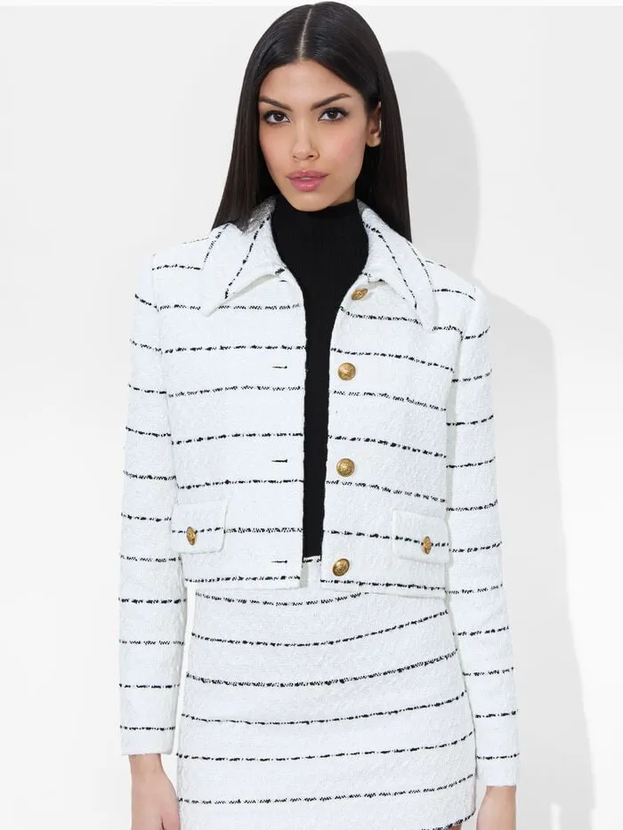 Alice Olivia JACKETS COATS WOMEN DENYSON BOXY JACKET Off Whiteandblack