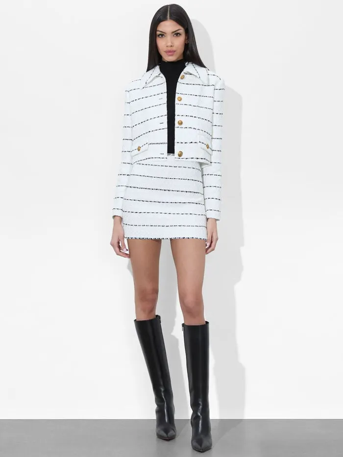 Alice Olivia JACKETS COATS WOMEN DENYSON BOXY JACKET Off Whiteandblack