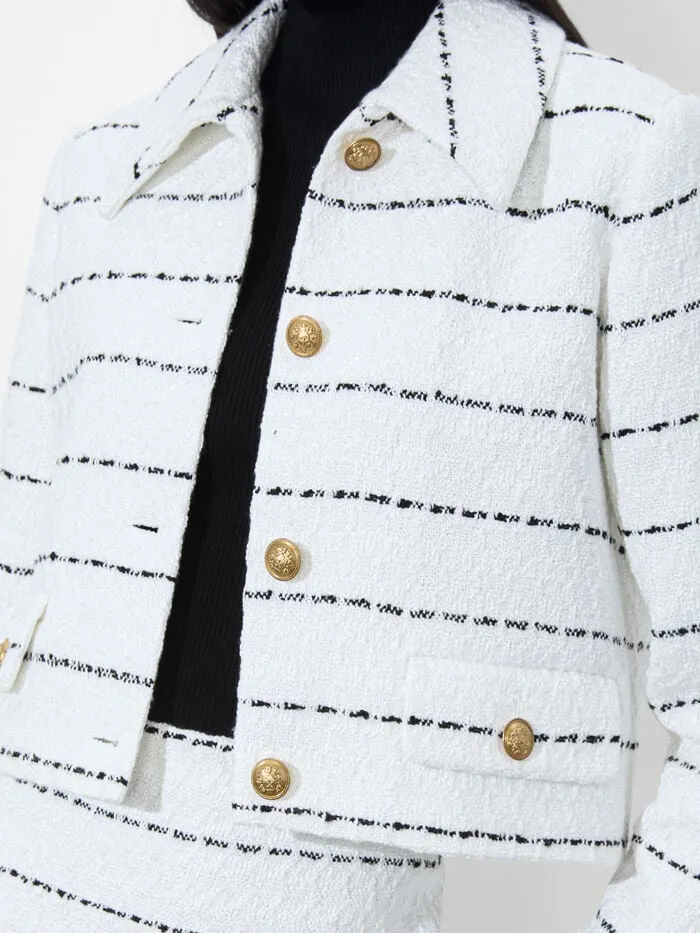 Alice Olivia JACKETS COATS WOMEN DENYSON BOXY JACKET Off Whiteandblack
