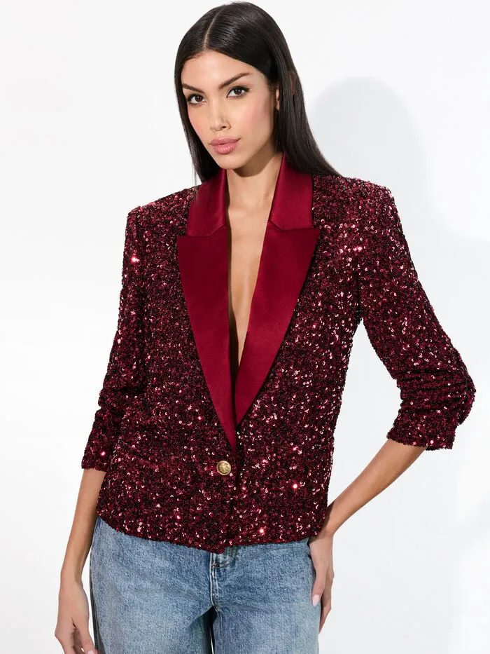 Alice Olivia JACKETS COATS WOMEN DEVYN SEQUIN BLAZER Garnet