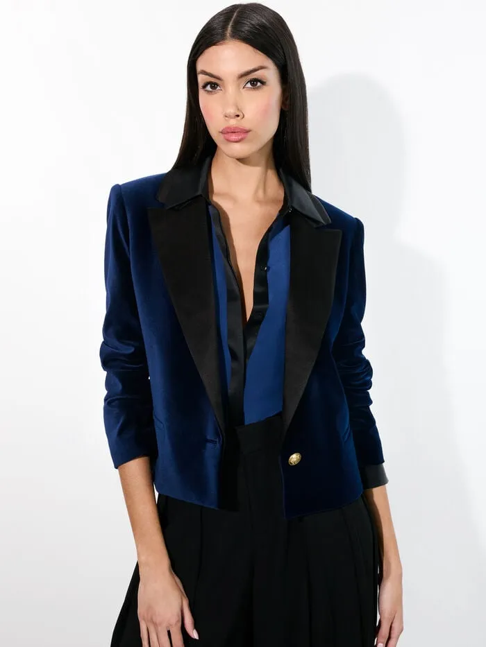 Alice Olivia JACKETS COATS WOMEN DEVYN VELVET BLAZER Midnight Blue