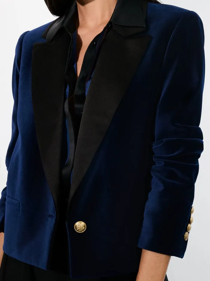 Alice Olivia JACKETS COATS WOMEN DEVYN VELVET BLAZER Midnight Blue