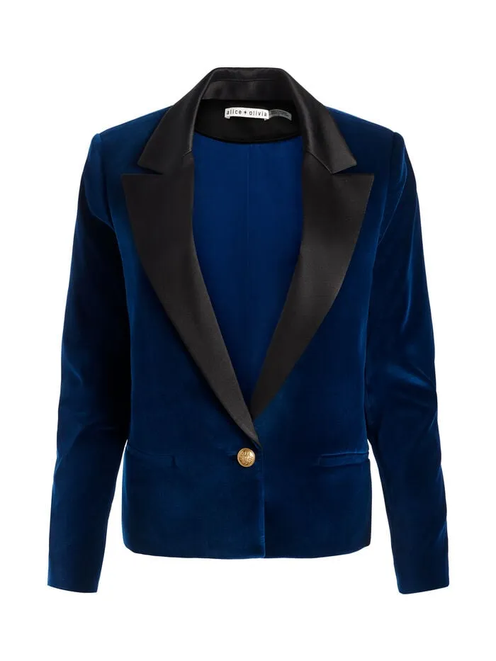 Alice Olivia JACKETS COATS WOMEN DEVYN VELVET BLAZER Midnight Blue