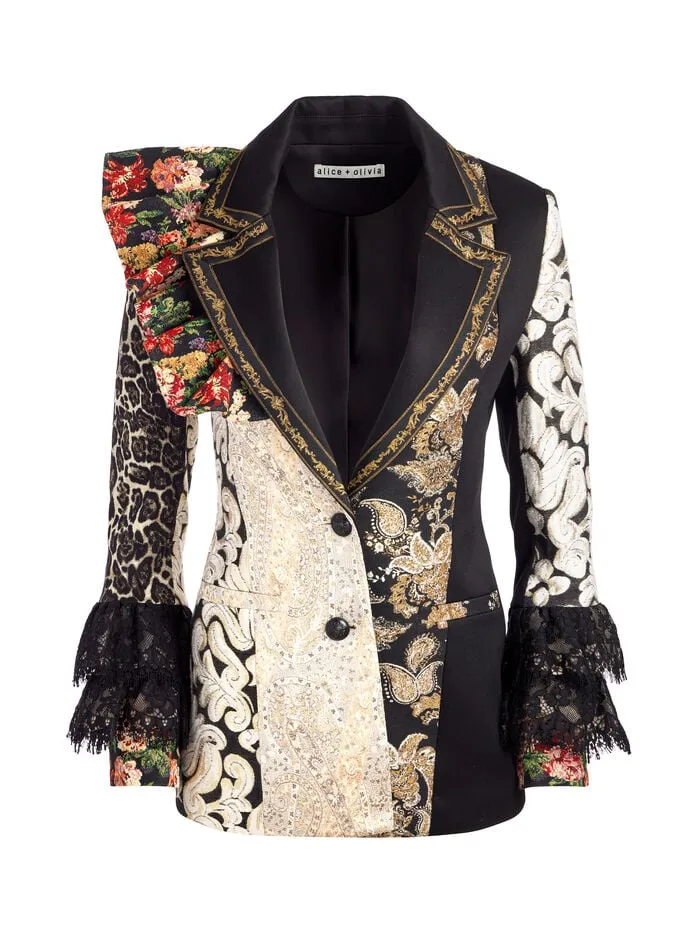 Alice Olivia JACKETS COATS WOMEN FAIE MIXED MEDIA BLAZER Multi