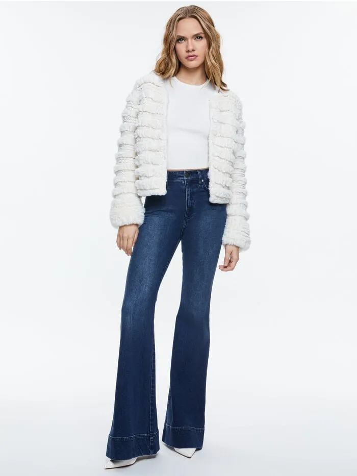 Alice Olivia JACKETS COATS WOMEN FAWN FAUX FUR JACKET Ecru