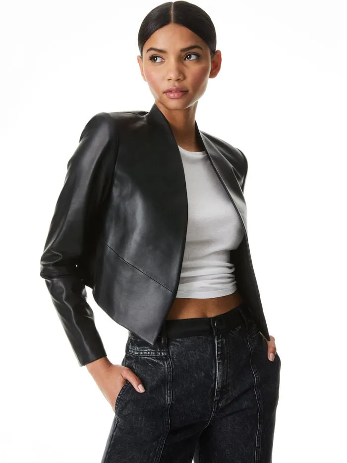 Alice Olivia JACKETS COATS WOMEN HARVEY LEATHER JACKET Black