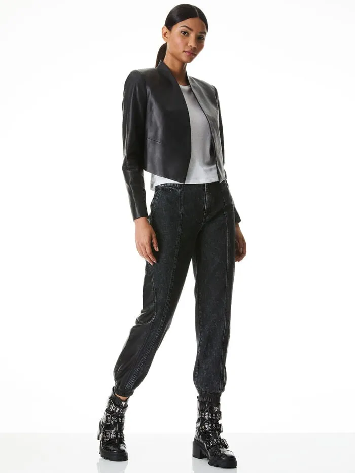 Alice Olivia JACKETS COATS WOMEN HARVEY LEATHER JACKET Black