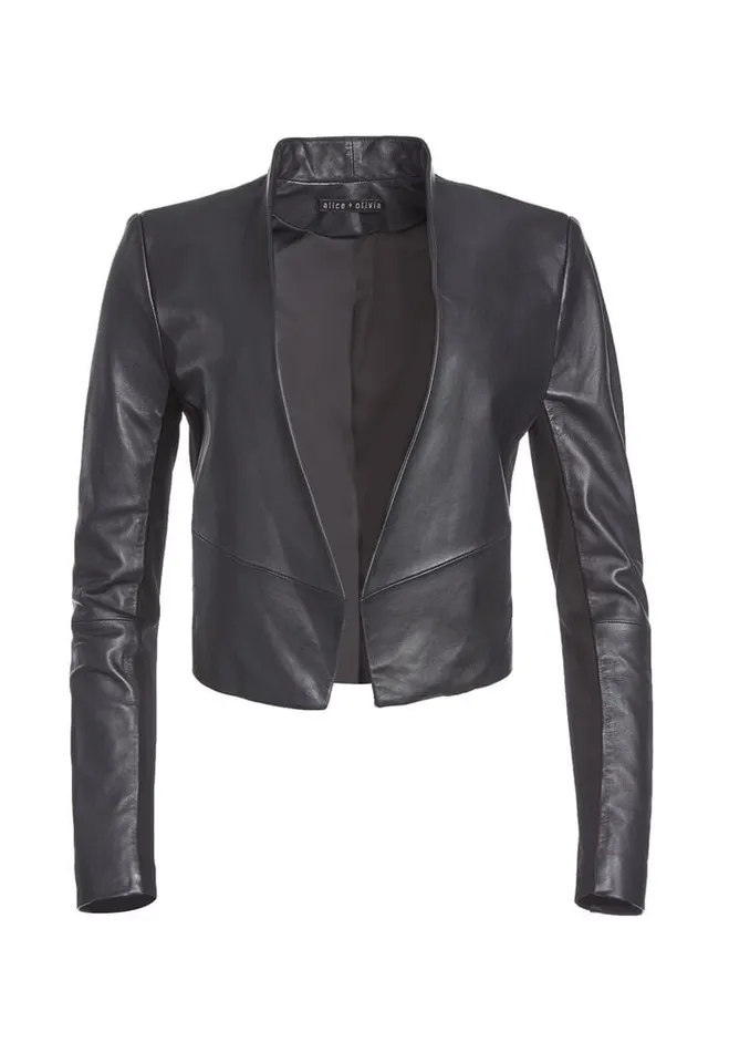 Alice Olivia JACKETS COATS WOMEN HARVEY LEATHER JACKET Black