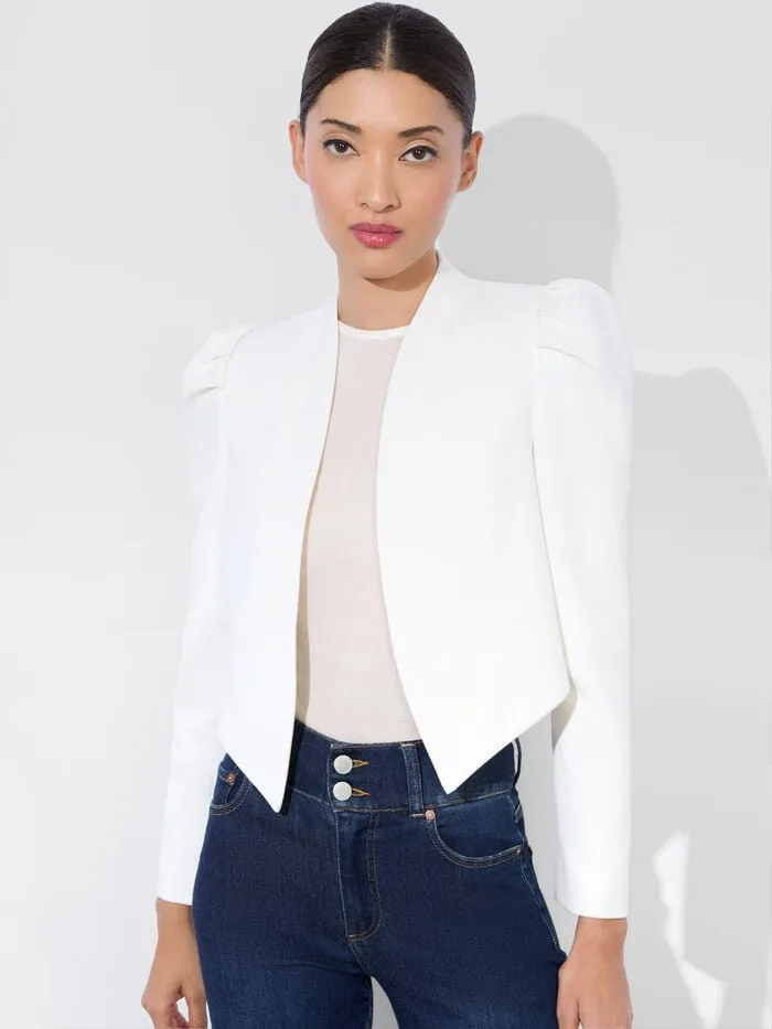 Alice Olivia JACKETS COATS WOMEN HARVEY PUFF SLEEVE JACKET Off White