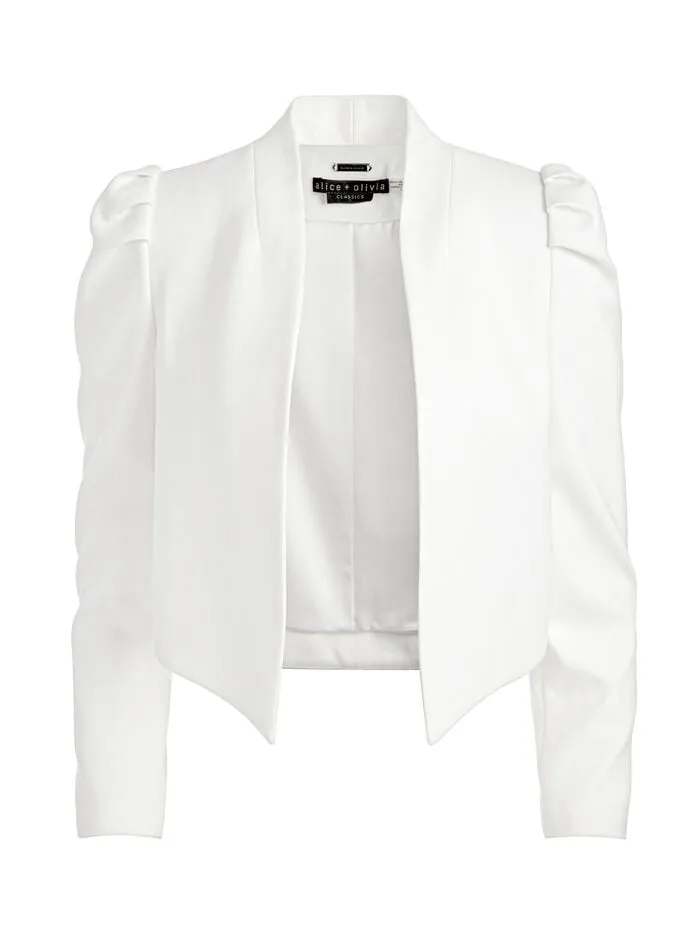 Alice Olivia JACKETS COATS WOMEN HARVEY PUFF SLEEVE JACKET Off White
