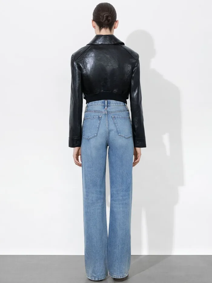 Alice Olivia JACKETS COATS WOMEN HYDE CROPPED VEGAN JACKET Black