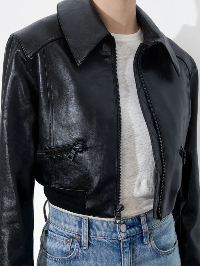 Alice Olivia JACKETS COATS WOMEN HYDE CROPPED VEGAN JACKET Black