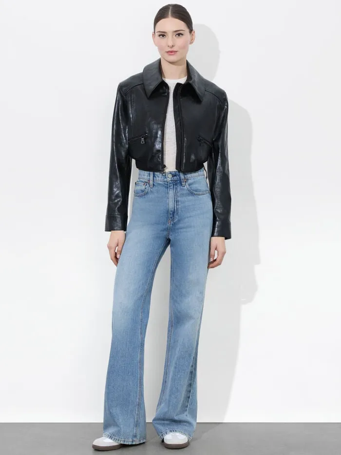 Alice Olivia JACKETS COATS WOMEN HYDE CROPPED VEGAN JACKET Black