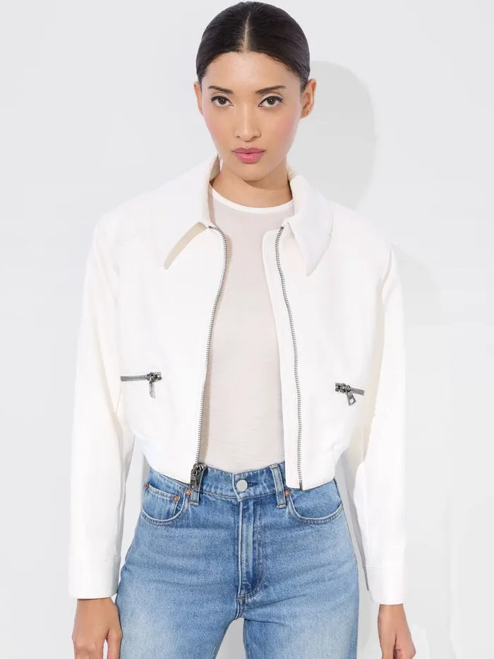 Alice Olivia JACKETS COATS WOMEN HYDE CROPPED VEGAN JACKET Off White
