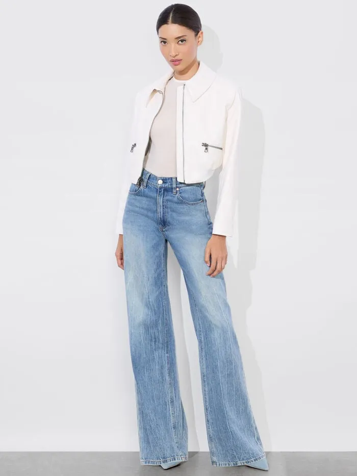 Alice Olivia JACKETS COATS WOMEN HYDE CROPPED VEGAN JACKET Off White
