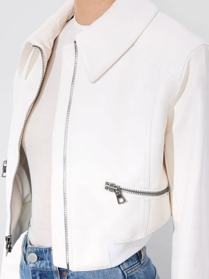 Alice Olivia JACKETS COATS WOMEN HYDE CROPPED VEGAN JACKET Off White