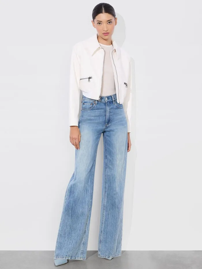 Alice Olivia JACKETS COATS WOMEN HYDE CROPPED VEGAN JACKET Off White