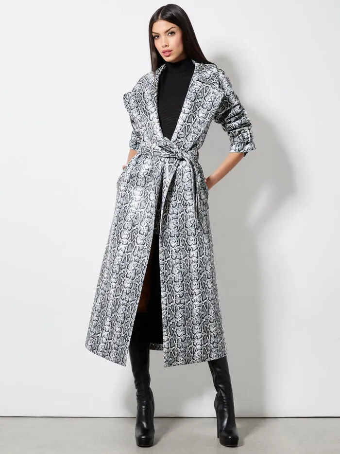 Alice Olivia JACKETS COATS WOMEN JARRETT VEGAN TRENCH Off Whiteandblack Python